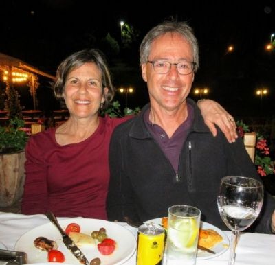 Steve & Kathy Riegel Cycling on the  tour with redspokes
